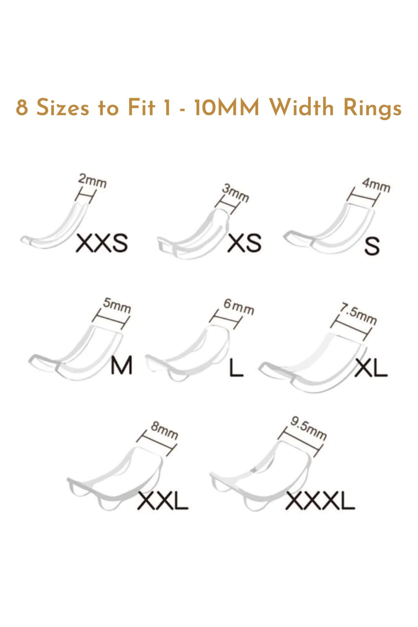 Ajustador de tamanho de anel invisível de silicone (conjunto de 8 peças) 